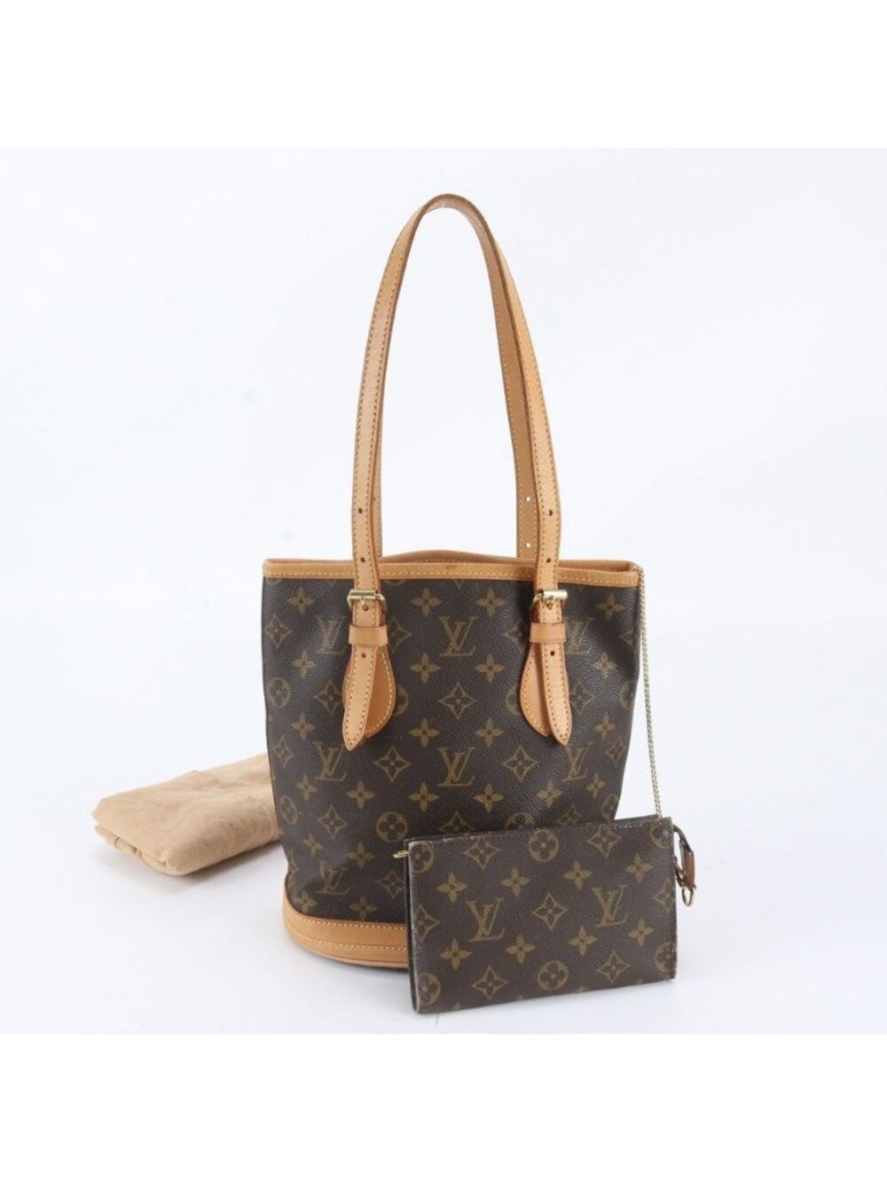 Louis Vuitton Monogram Bucket PM Leather Tote Bag Shoulder
